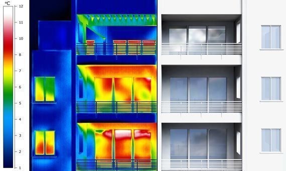 Medición de temperatura de un edificio